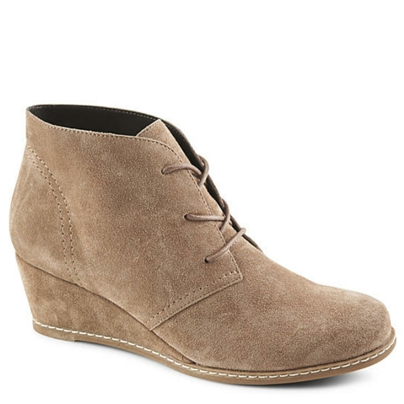 Toms Shoes - Toms Laceup Rachel Suede Wedge Booties